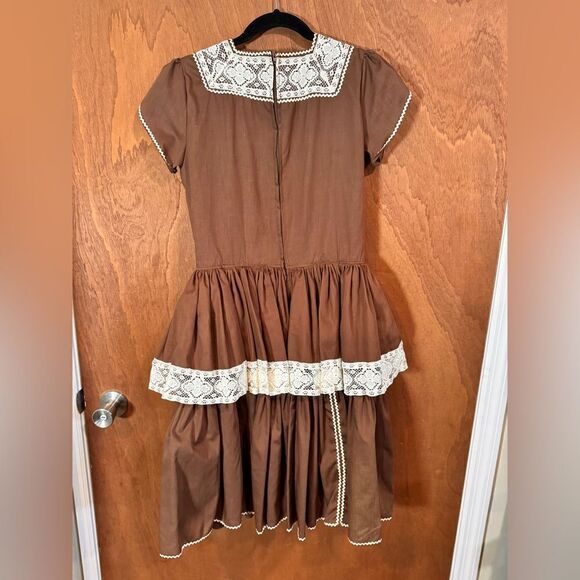 Kate Schorer Vintage 60s 70s Brown Polka Dot Swing Dress Kate Schorer Western M - Picture 9 of 15